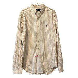 Ralph Lauren Large Button‎ Down Shirt Men Checkered Long Sleeve Classic Fit City